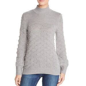 Calvin Klein | Popcorn Knit Braided Ribbed Knit Cowl Neck Sweater Balloon Sleeve